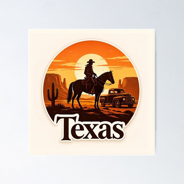 Item preview, Vintage Texas Cowboy Western Sunset designed and sold by Retro Arabica.