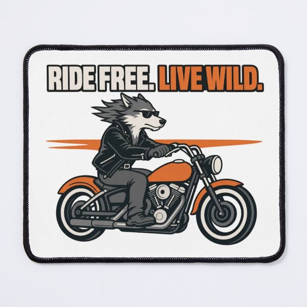 Item preview, Ride Free Live Wild | Funny Anthro Wolf Biker Design designed and sold by Furrenzy.
