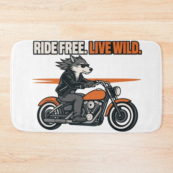 Item preview, Ride Free Live Wild | Funny Anthro Wolf Biker Design designed and sold by Furrenzy.