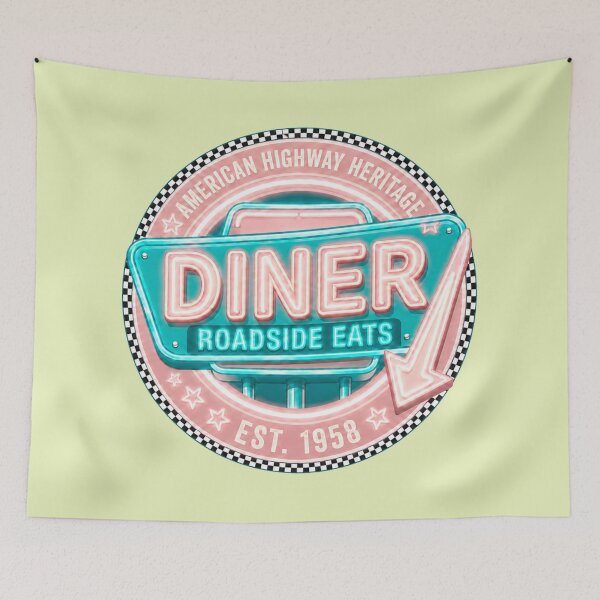 Item preview, Vintage Diner Roadside Eats 1958 Retro Sign designed and sold by Normandy Road Heritage™ - Vintage Garage Art.