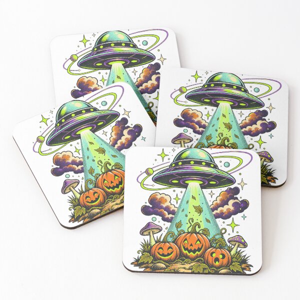 Item preview, Cosmic Pumpkin Encounter Retro Halloween UFO designed and sold by networkseen.