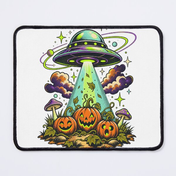 Item preview, Cosmic Pumpkin Encounter Retro Halloween UFO designed and sold by networkseen.