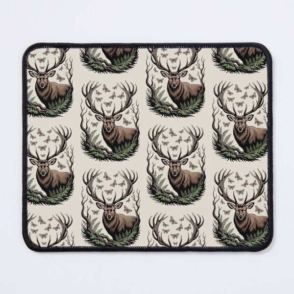 Item preview, Elk with Moths & Antlers Forest Illustration designed and sold by NuvoraNest.
