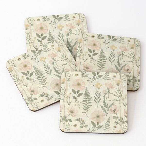 Item preview, Vintage Botanical Herbarium – Pastel Anemone & Meadow Fern Pattern designed and sold by Whimsical Wayfarer.