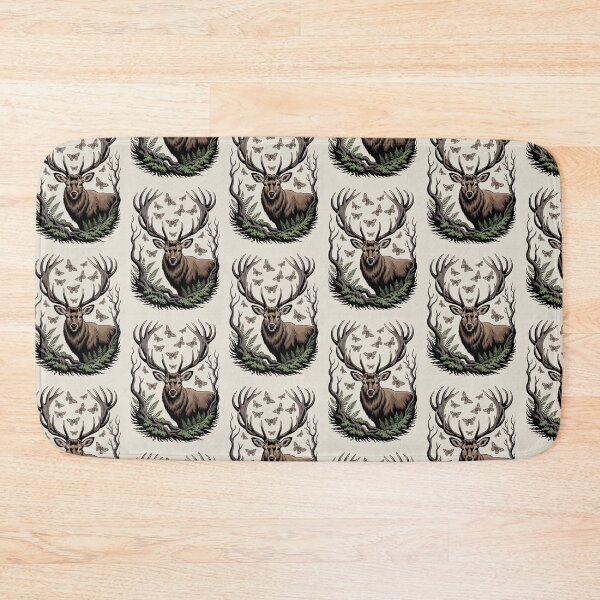 Item preview, Elk with Moths & Antlers Forest Illustration designed and sold by NuvoraNest.