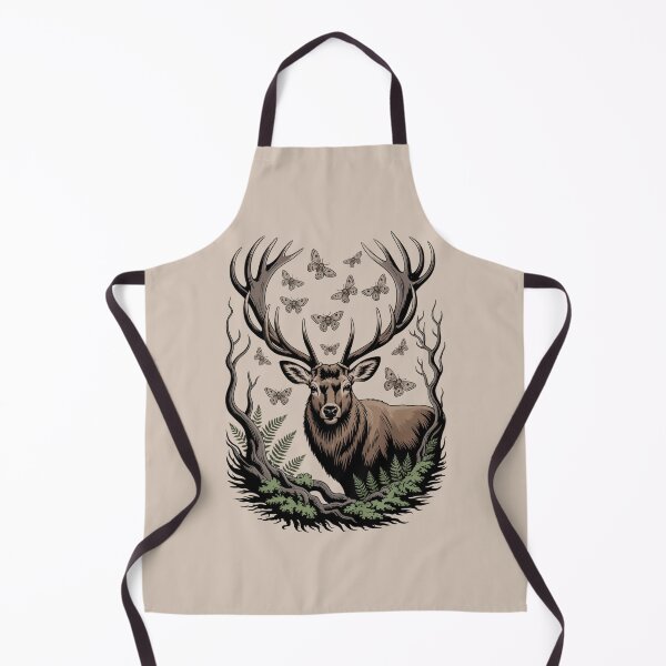 Item preview, Elk with Moths & Antlers Forest Illustration designed and sold by NuvoraNest.