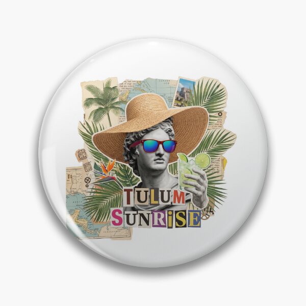 Item preview, Tulum Chill & Sunrise Mexico Beach Dadaist Collage - Boho Vacation Art (T-Shirt, Poster & Sticker) designed and sold by OzzFrequency.