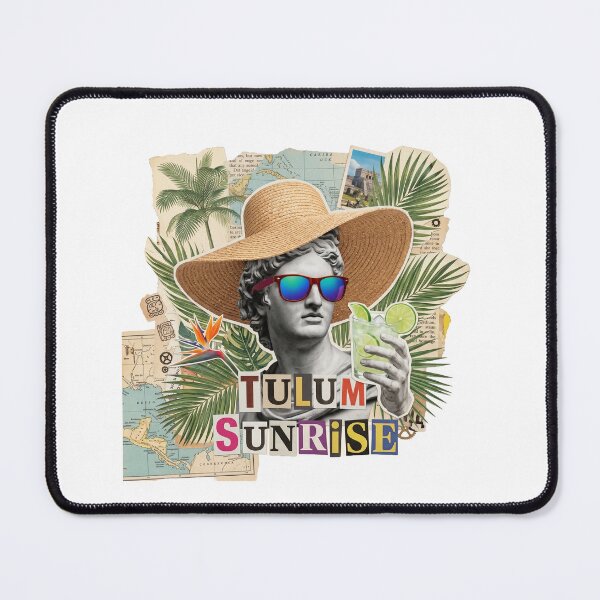 Item preview, Tulum Chill & Sunrise Mexico Beach Dadaist Collage - Boho Vacation Art (T-Shirt, Poster & Sticker) designed and sold by OzzFrequency.