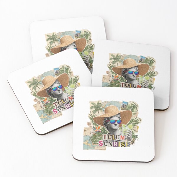 Item preview, Tulum Chill & Sunrise Mexico Beach Dadaist Collage - Boho Vacation Art (T-Shirt, Poster & Sticker) designed and sold by OzzFrequency.