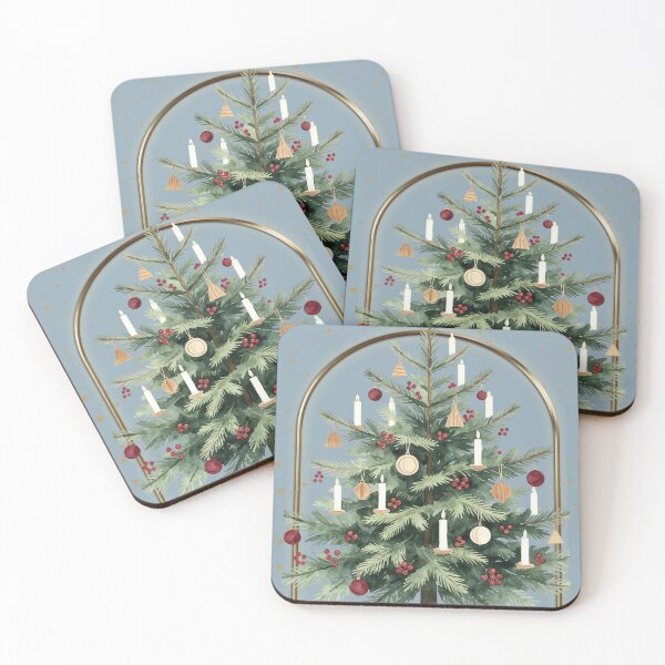 Item preview, Vintage Christmas Tree with Candles – Elegant Blue Christmas Card designed and sold by lisa-diver.
