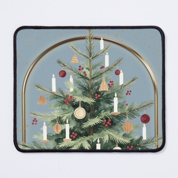 Item preview, Vintage Christmas Tree with Candles – Elegant Blue Christmas Card designed and sold by lisa-diver.
