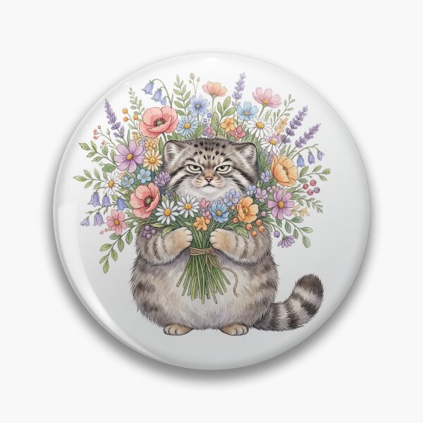 Item preview, Flowers for You, Judgement for Free | Cute Pallas Cat (Manul) Floral Design designed and sold by HelgaCraftery.
