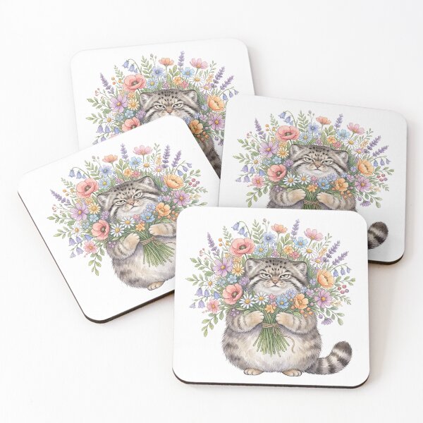 Item preview, Flowers for You, Judgement for Free | Cute Pallas Cat (Manul) Floral Design designed and sold by HelgaCraftery.