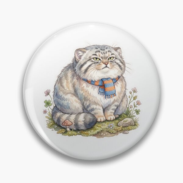 Item preview, Cozy Manul Energy | Cute Pallas Cat (Manul) in Scarf Watercolor Art designed and sold by HelgaCraftery.