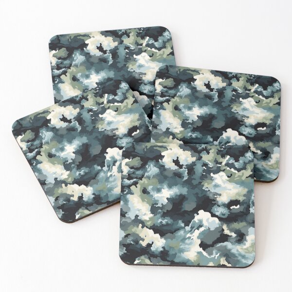 Item preview, Dark Green Camo Pattern Slate Blue Grey and Cream Camouflage designed and sold by Nine Lives Studio.
