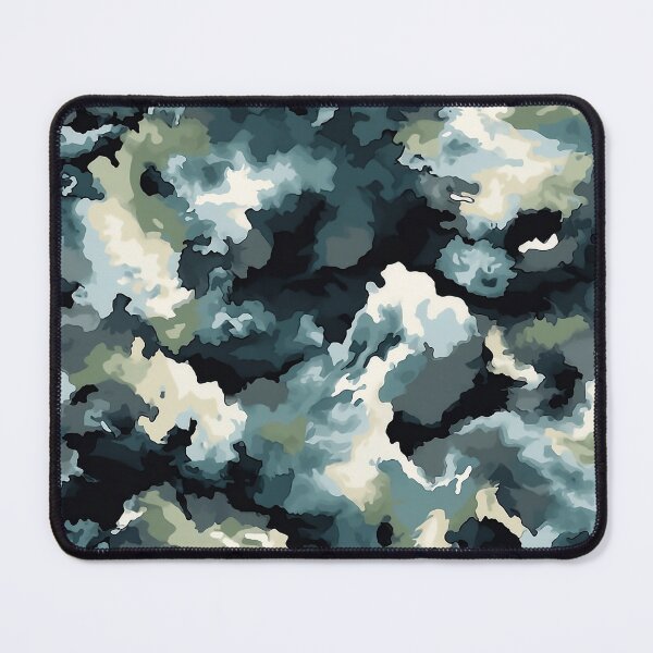 Item preview, Dark Green Camo Pattern Slate Blue Grey and Cream Camouflage designed and sold by Nine Lives Studio.