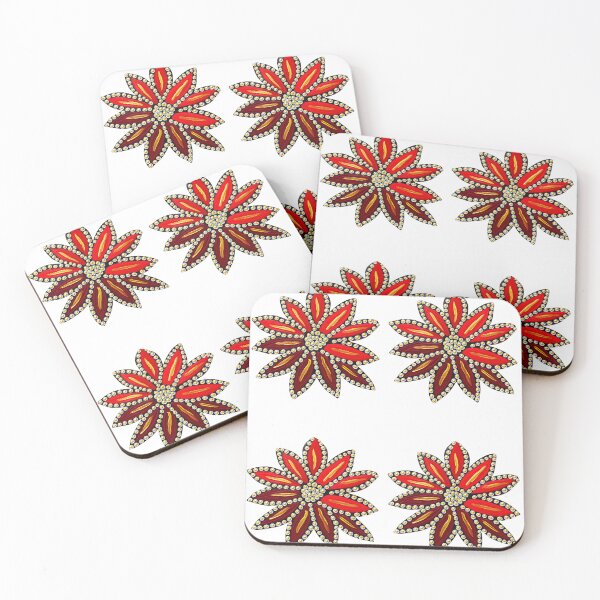 Item preview, Jeweled Crimson Bloom – Red & Gold Floral Art designed and sold by KJKreationz.