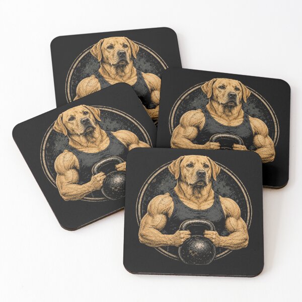 Item preview, Strong Labrador Retriever Kettlebell Fitness Retro Workout Gym designed and sold by Moizento.