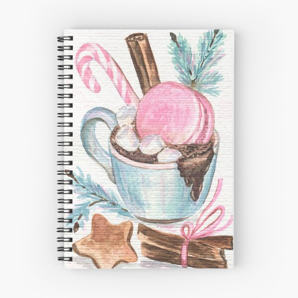 Item preview, Vintage Christmas Card with Hot Chocolate and Pink Macaroon designed and sold by Flowersforbear.