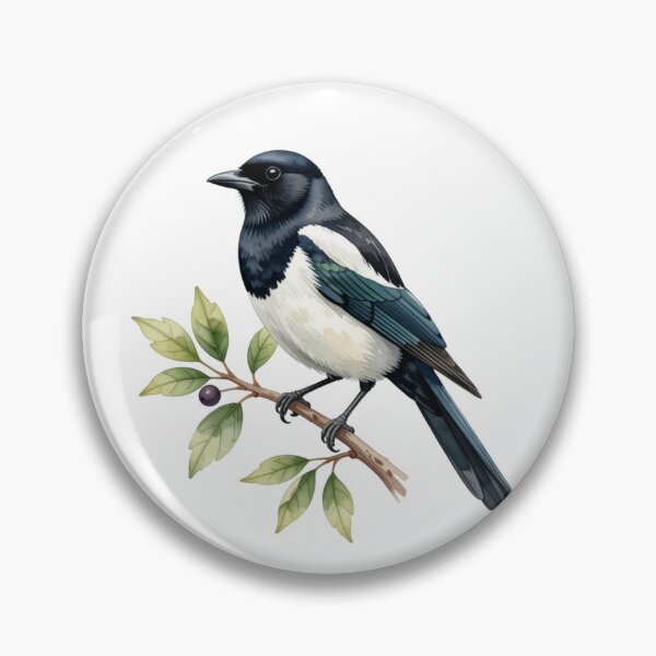 Item preview, Magpie Watercolor Illustration | Elegant Magpie Bird Nature Artwork designed and sold by Rood Art Studio.