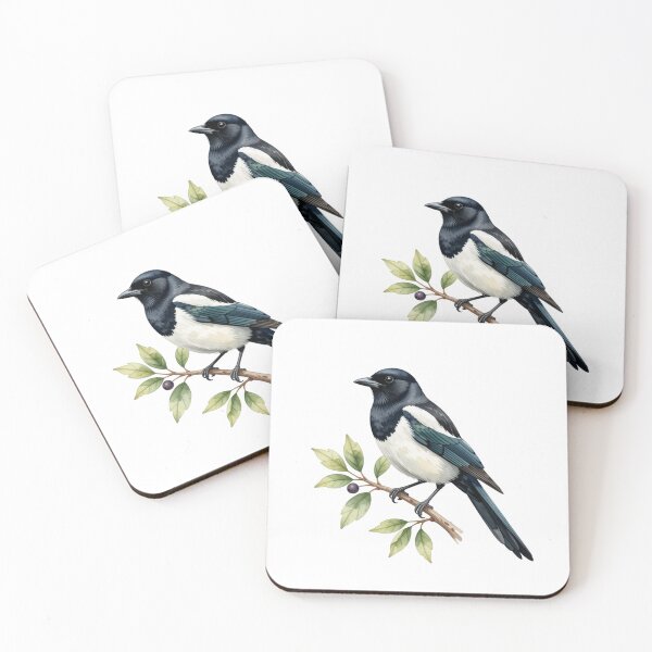 Item preview, Magpie Watercolor Illustration | Elegant Magpie Bird Nature Artwork designed and sold by Rood Art Studio.