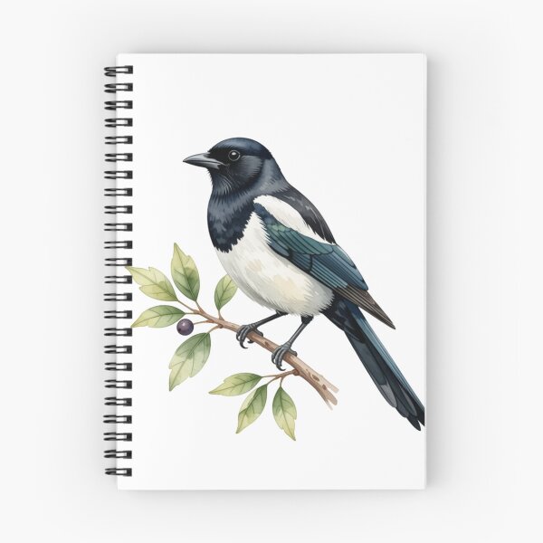 Item preview, Magpie Watercolor Illustration | Elegant Magpie Bird Nature Artwork designed and sold by Rood Art Studio.