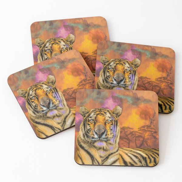 Item preview, Majestic Tiger Amid Fiery Sunset designed and sold by Patricia Brown.