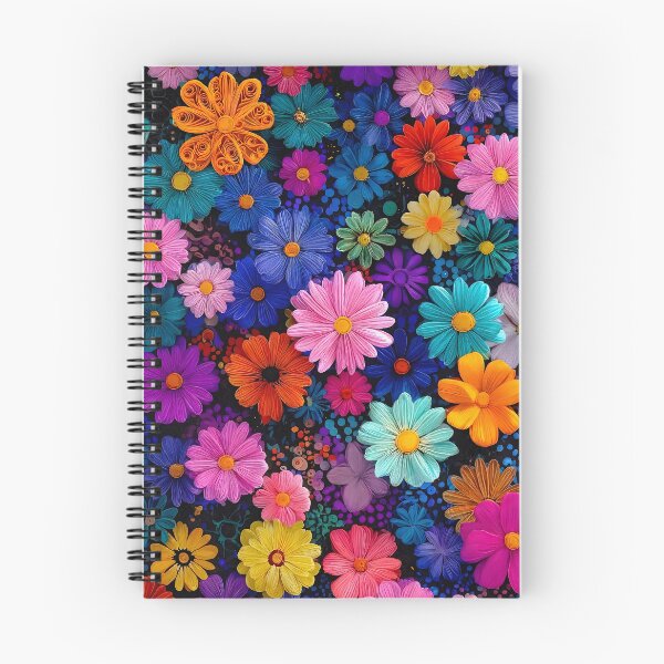 Item preview, Vivid 3D Paper Flowers - Colorful Quilling Floral Black Seamless designed and sold by Ela Art Space .