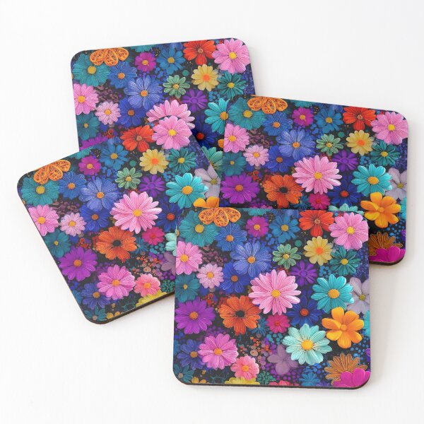 Item preview, Vivid 3D Paper Flowers - Colorful Quilling Floral Black Seamless designed and sold by Ela Art Space .