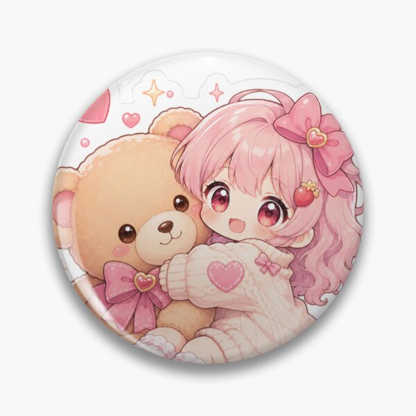 Item preview, Kawaii Anime Girl Hugging Teddy Bear , Cute Pastel  Sticker designed and sold by marcyodyssey888.