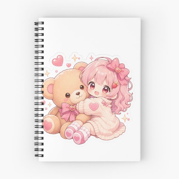 Item preview, Kawaii Anime Girl Hugging Teddy Bear , Cute Pastel  Sticker designed and sold by marcyodyssey888.