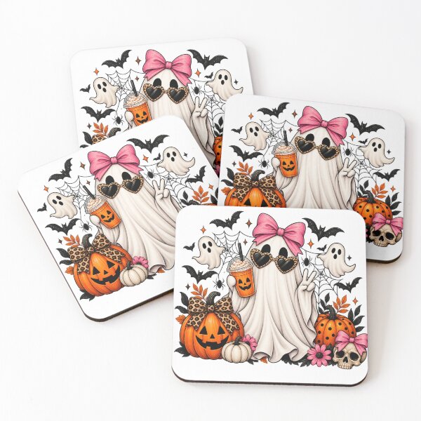 Item preview, Cute Halloween Ghost with Pink Bow & Leopard Print – Spooky Season designed and sold by JRdesigns25.
