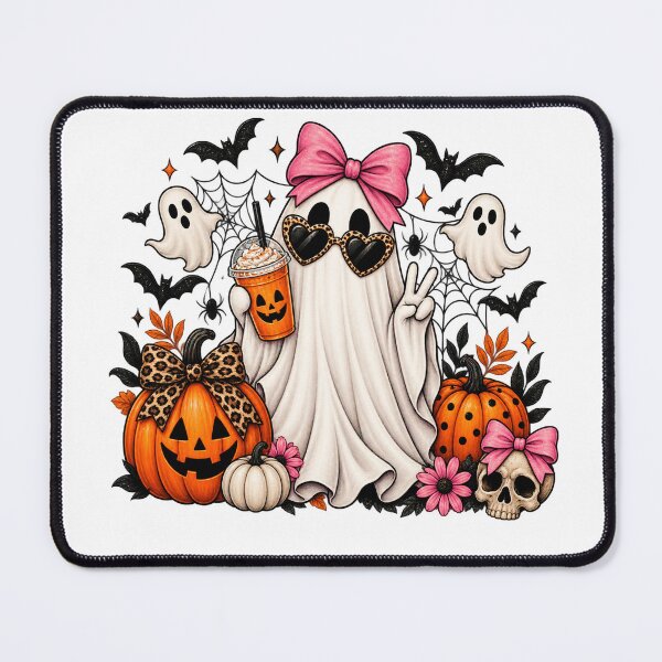 Item preview, Cute Halloween Ghost with Pink Bow & Leopard Print – Spooky Season designed and sold by JRdesigns25.