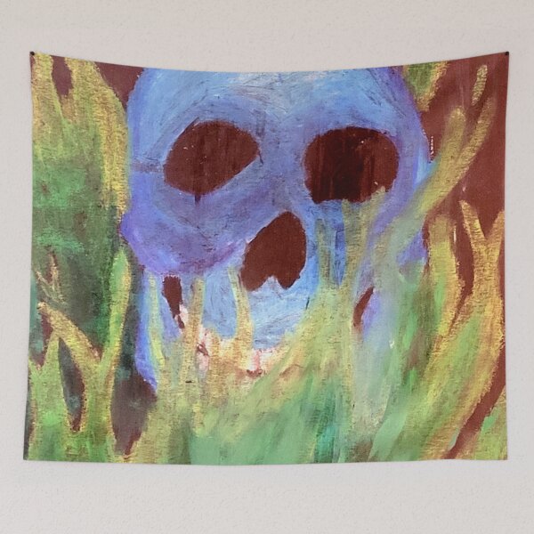 Item preview, Skele-Flames — Blue Skull and Green Flames designed and sold by LizzyPrittyArts.
