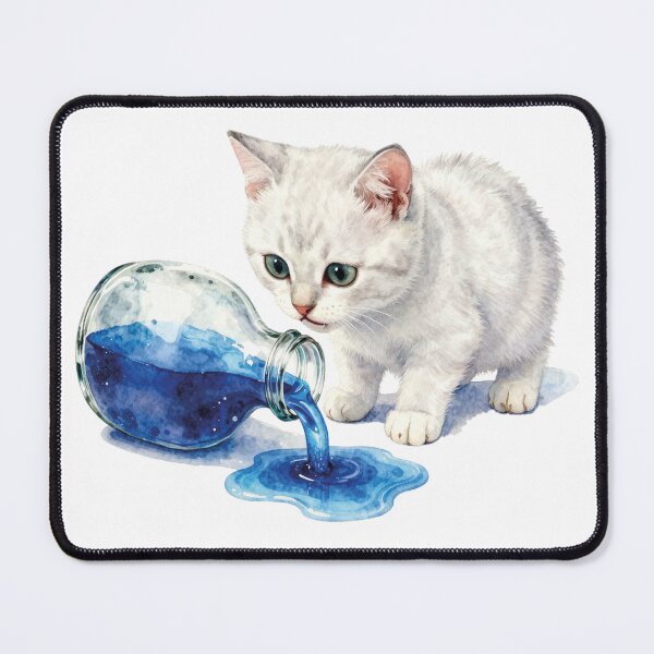 Item preview, Watercolor White Kitten Magic Potion Alice designed and sold by WildArtIT.