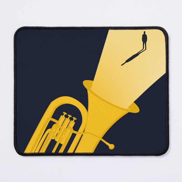 Item preview, Into the Sound | Minimalist Tuba Art | Bauhaus Music Decor | Navy & Gold Brass Instrument Print designed and sold by Studio pod Burom.