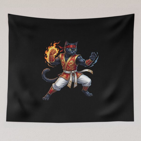 Item preview, Dragon Kung Fu Cat Warrior – Fire Fighter Cat for Gamers & Cat Lovers designed and sold by TOOBIC.