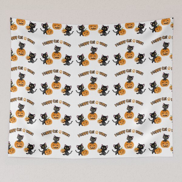 Item preview, Cute Black Cat with Jack-o-laterns designed and sold by CursedButCute1.