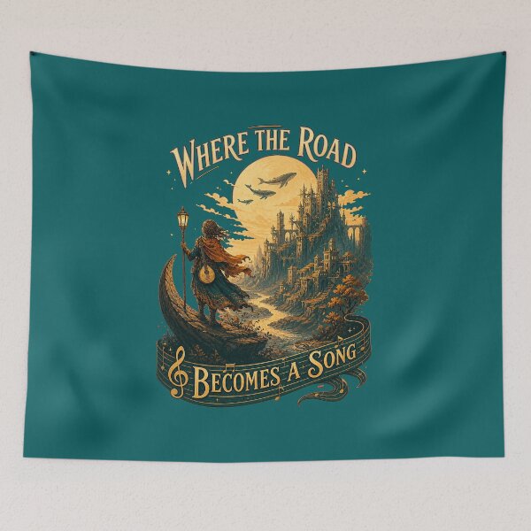 Item preview, Where The Road Becomes A Song Fantasy Bard Landscape designed and sold by SVox.