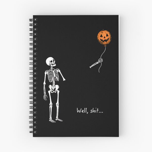 Item preview, Well Shit Funny Skeleton Chasing Pumpkin Balloon Halloween designed and sold by NinigFox.