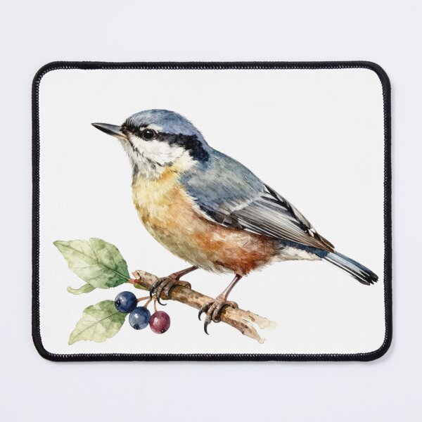 Item preview, Nuthatch Watercolor Illustration | Charming Nuthatch Songbird Nature Artwork designed and sold by Rood Art Studio.