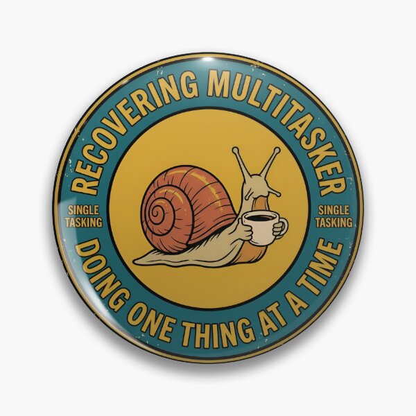 Item preview, Recovering Multitasker Single Tasking Retro Badge designed and sold by DuckOddity.