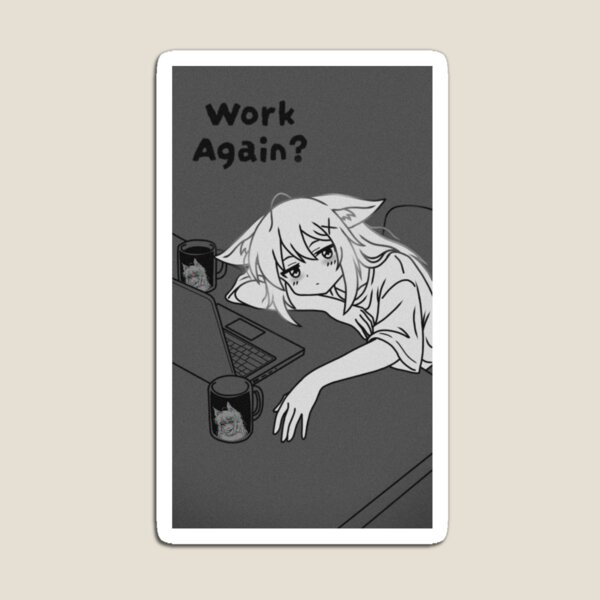 Item preview, Work Again - Introverted Anime Fox Girl - Office Burnout (Noise Filter) designed and sold by DegenerateSir.