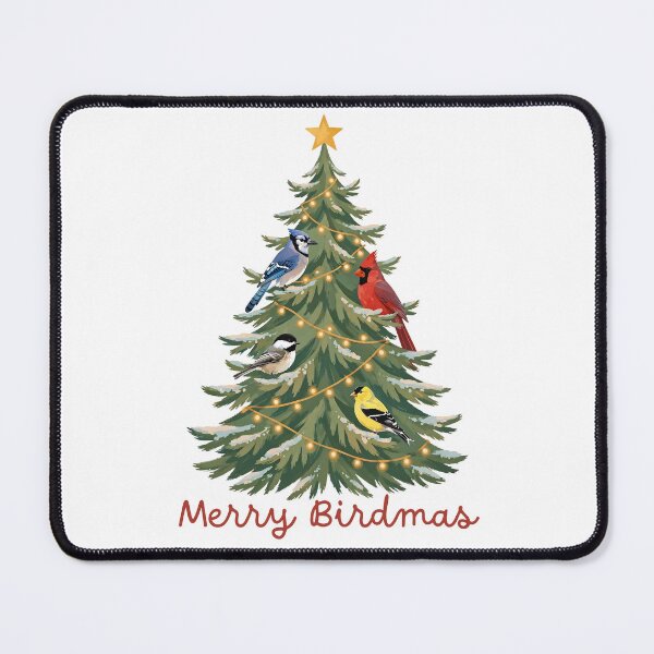 Item preview, Merry Birdmas - Cute Christmas Tree with Birds birdwatching Christmas Birder Gift designed and sold by Neurospicy Trolls.