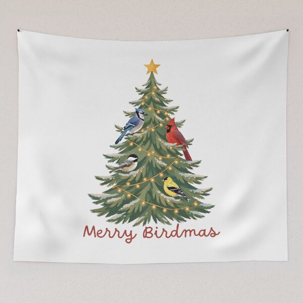 Item preview, Merry Birdmas - Cute Christmas Tree with Birds birdwatching Christmas Birder Gift designed and sold by Neurospicy Trolls.