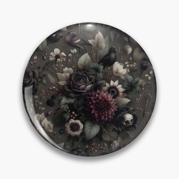 Item preview, Goth Cottagecore Dark Florals — Halloween Seamless Pattern Black Roses Ravens Skulls Dark Botanical designed and sold by Amplify-n-Co.