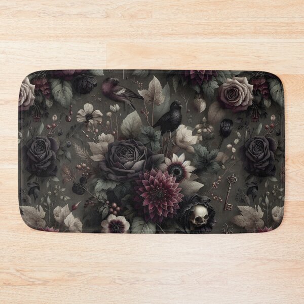 Item preview, Goth Cottagecore Dark Florals — Halloween Seamless Pattern Black Roses Ravens Skulls Dark Botanical designed and sold by Amplify-n-Co.