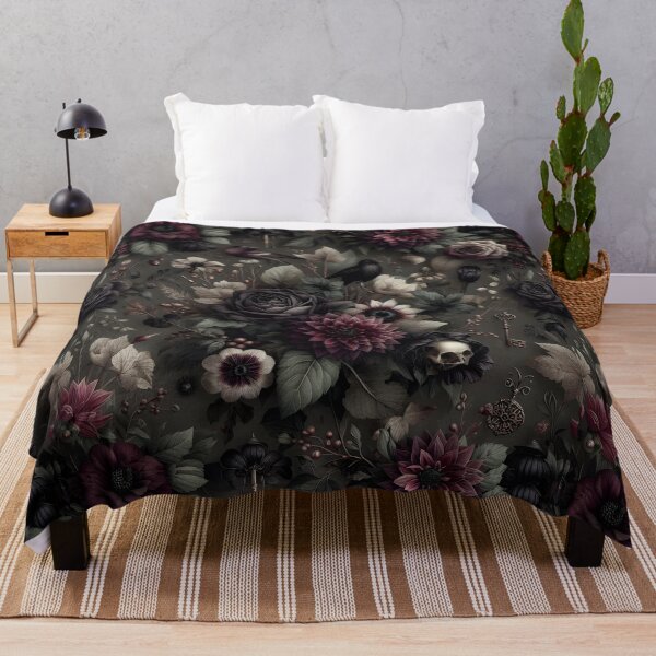 Item preview, Goth Cottagecore Dark Florals — Halloween Seamless Pattern Black Roses Ravens Skulls Dark Botanical designed and sold by Amplify-n-Co.