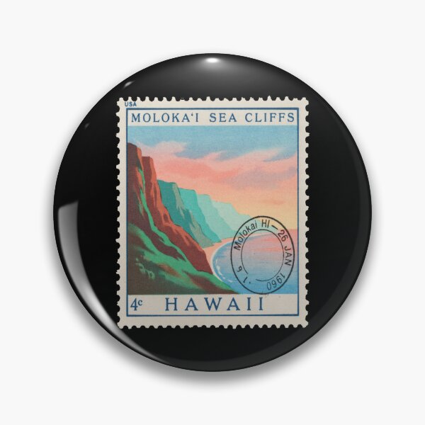 Item preview, Molokai Hawaii Sea Cliffs Pacific Coast Stamp Sticker designed and sold by stickercuffs.