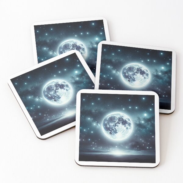 Item preview, Glowing Full Moon in Starry Night Sky, Celestial Space Art designed and sold by NarjaShop.